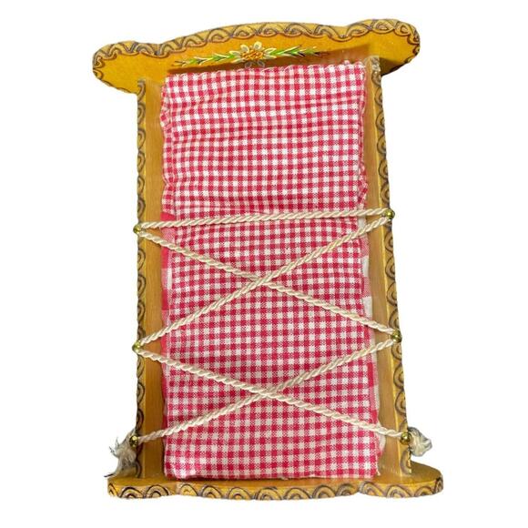 RARE Reuge Hand Painted Rocking Musical Doll Cradle Brahms Lullaby Swiss Works - Picture 5 of 12